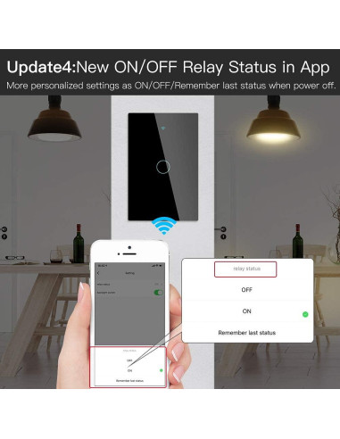 Interruptor de Luz Táctil Inteligente MOES ZigBee 1 Gang Negro