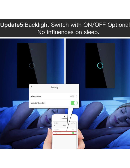Interruptor de Luz Táctil Inteligente MOES ZigBee 1 Gang Negro