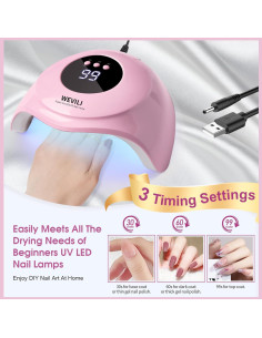 Lámpara de Uñas UV LED WEVILI 72W Rosa con Sensor Automático 2