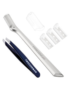 Rasuradora de Cejas Tweezerman + Pinzas Mini Slant Azul