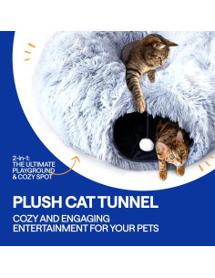 Cueva Donut para Gatos XL Wonder Family - Felpa Plegable 3 en 1 2