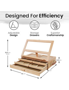 Caballete de Mesa de Madera Artistik con 3 Cajones para Arte 2