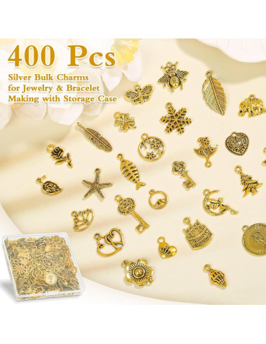 400 Encantos de Joyería DIY Dorado Antiguo - Aleación Zinc
