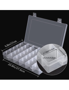 Caja de Almacenamiento Plástica Opret 2 Pcs 36 Rejillas 27.4x17.3cm 2