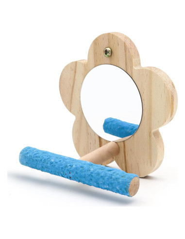 Percha de Pájaro con Espejo DVHEY Pequeña Madera Natural