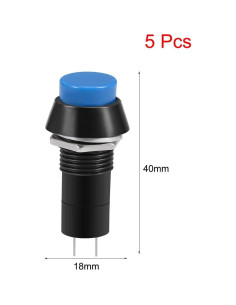 Botón Pulsador Momentáneo uxcell 12mm Azul 5 Piezas SPST NO 2
