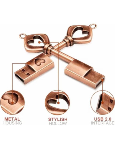 Unidad Flash USB 2.0 Smozer 64GB Metal Corazón Llave