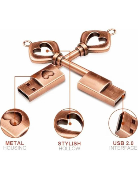 Unidad Flash USB 2.0 Smozer 64GB Metal Corazón Llave Unidad Flash USB 2.0 Smozer 64GB Metal Corazón Llave