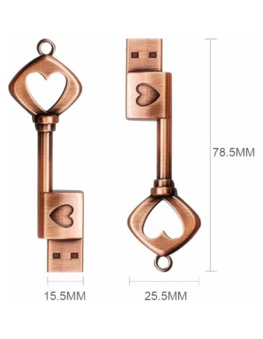 Unidad Flash USB 2.0 Smozer 64GB Metal Corazón Llave