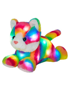 Juguete de Peluche Gato Arcoíris con Luz LED 33 cm - Guardias Brillantes