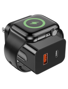 Cargador 3-en-1 HONOT 20W PD para Apple Watch y iPhone Negro