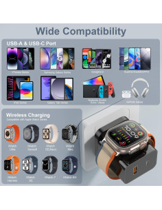 Cargador 3-en-1 HONOT 20W PD para Apple Watch y iPhone Negro 2