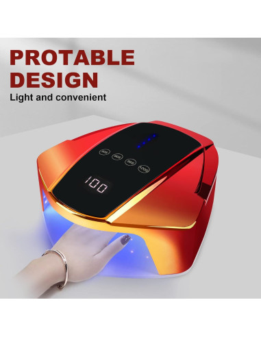 Lámpara de Uñas LED Inalámbrica LINSSY 96W Rojo con Mango
