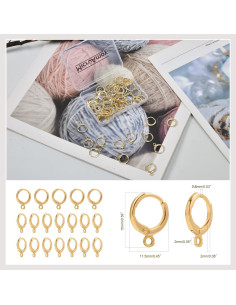 60 Ganchos de Aro Huggie Oro Lleno 14K MICROAMOY Hipoalergénicos 2