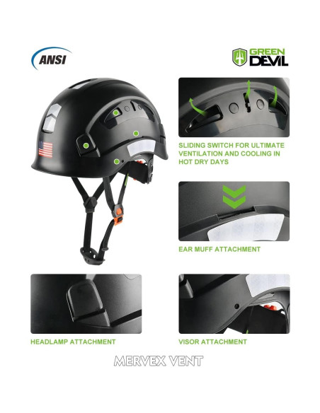 Casco de Seguridad GREEN DEVIL Mervex Vent Ajustable Negro