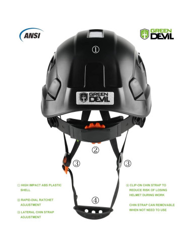 Casco de Seguridad GREEN DEVIL Mervex Vent Ajustable Negro