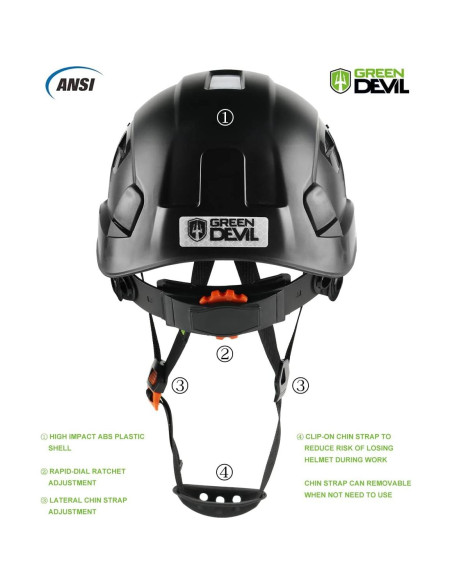 Casco de Seguridad GREEN DEVIL Mervex Vent Ajustable Negro