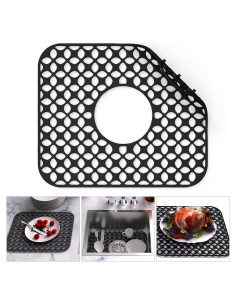 TOOVEM Protector de Fregadero de Silicona Negro 34.5x29.5cm