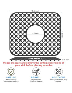TOOVEM Protector de Fregadero de Silicona Negro 34.5x29.5cm 2