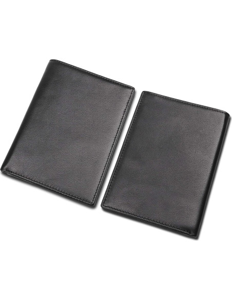 Portafolios de Pasaporte de Cuero Napa Polare RFID Negro
