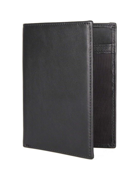 Portafolios de Pasaporte de Cuero Napa Polare RFID Negro
