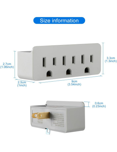 Adaptador a Tierra TENINYU 3 Patas a 2 Patas Triple Salida