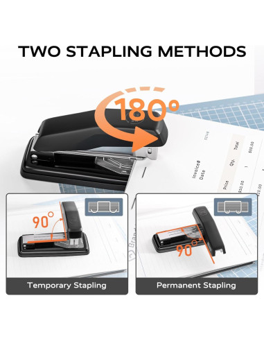 Grapadora de Escritorio Marsrock Giratoria 50 Hojas Negra