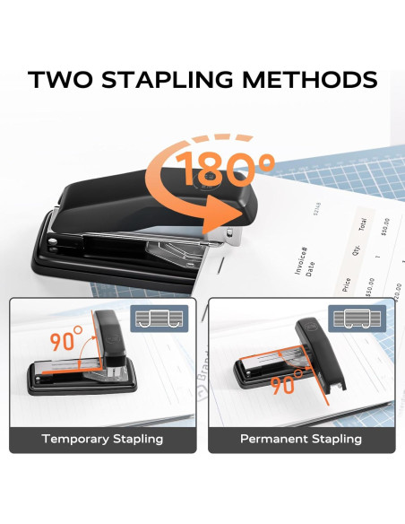 Grapadora de Escritorio Marsrock Giratoria 50 Hojas Negra