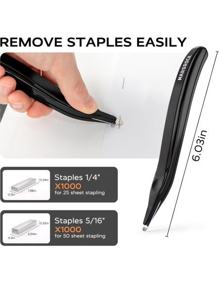 Grapadora de Escritorio Marsrock Giratoria 50 Hojas Negra