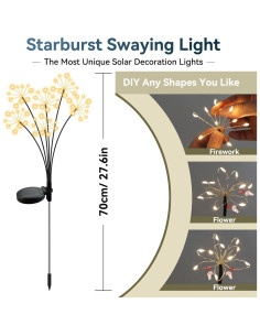 Luces de Jardín Solares Slyuexu 2 Paquete Impermeables 120 LED 2