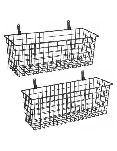 2 Cestas Colgantes de Alambre KINLINK Negros 37x14x14 cm
