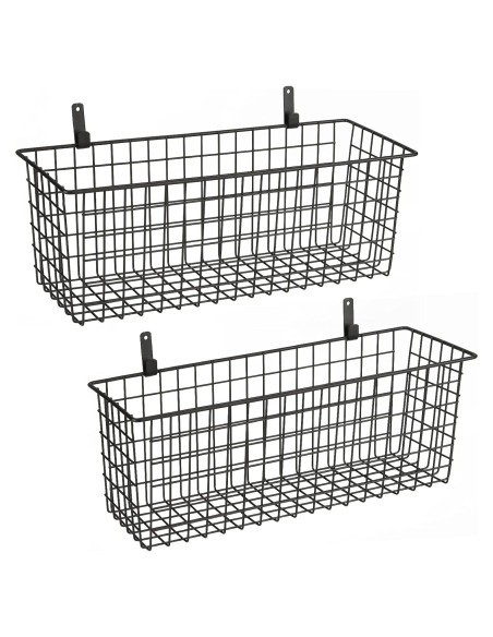 2 Cestas Colgantes de Alambre KINLINK Negros 37x14x14 cm