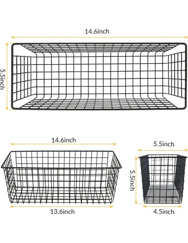 2 Cestas Colgantes de Alambre KINLINK Negros 37x14x14 cm