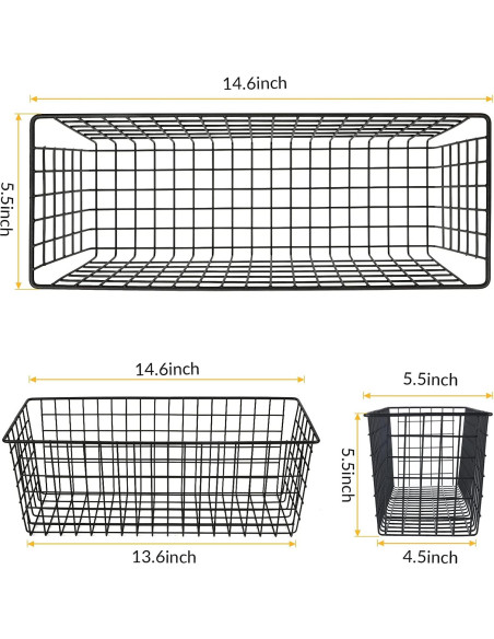 2 Cestas Colgantes de Alambre KINLINK Negros 37x14x14 cm