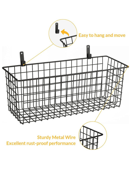 2 Cestas Colgantes de Alambre KINLINK Negros 37x14x14 cm