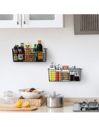 2 Cestas Colgantes de Alambre KINLINK Negros 37x14x14 cm