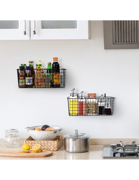 2 Cestas Colgantes de Alambre KINLINK Negros 37x14x14 cm