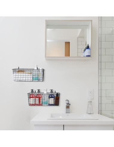 2 Cestas Colgantes de Alambre KINLINK Negros 37x14x14 cm