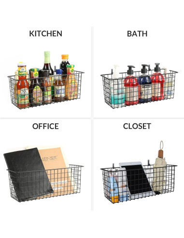 2 Cestas Colgantes de Alambre KINLINK Negros 37x14x14 cm