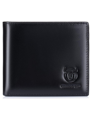 Cartera BULLCAPTAIN RFID de Cuero Genuino para Hombre - Negro