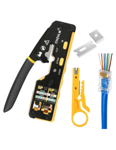 Crimpador RJ45 Pass Through CHZHLM con Pelador Mini Amarillo