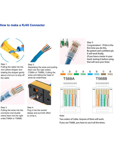 Crimpador RJ45 Pass Through CHZHLM con Pelador Mini Amarillo