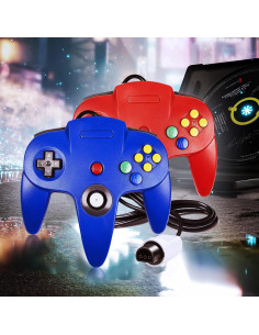 Controlador Clásico N64 Burcica con Cable 2 Piezas Rojo y Azul 2