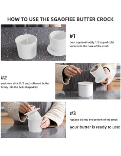 Tazón de Mantequilla SGAOFIEE con Agua, Cerámica Blanca 113g 2