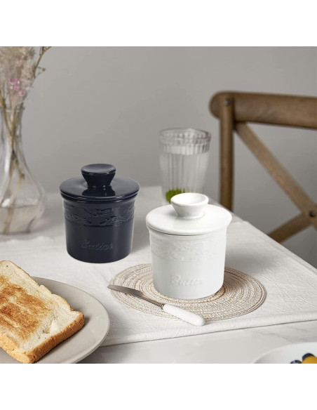 Tazón de Mantequilla SGAOFIEE con Agua, Cerámica Blanca 113g