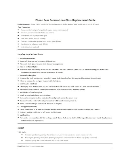 2 Lentes de Reemplazo para Cámara Trasera iPhone 7/8 Plus