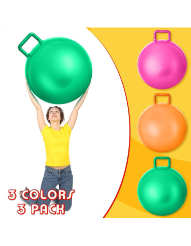Pelotas Rebotadoras Lewtemi 3 Pcs 74 cm con Mango y Bomba
