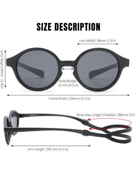 Gafas de sol polarizadas HYCREDI para bebés UV400 - 0 a 2 años