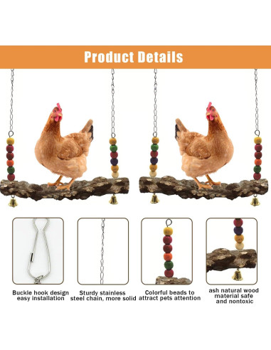 Columpio para Aves de Corral Hefei Mengku - 2 Piezas Madera