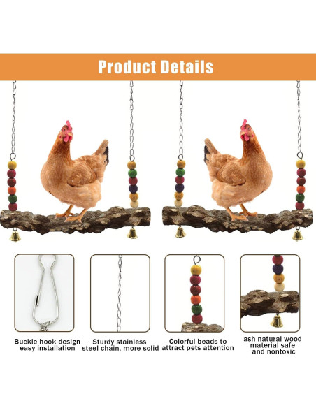 Columpio para Aves de Corral Hefei Mengku - 2 Piezas Madera